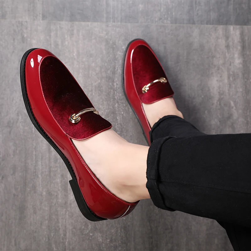 Mens Casual Shoes' Loafers Slip-On Men Shoes Luxury Brand Plus Size 12 PU Patent Leather Loafer Black Driving Shoe New | Обувь