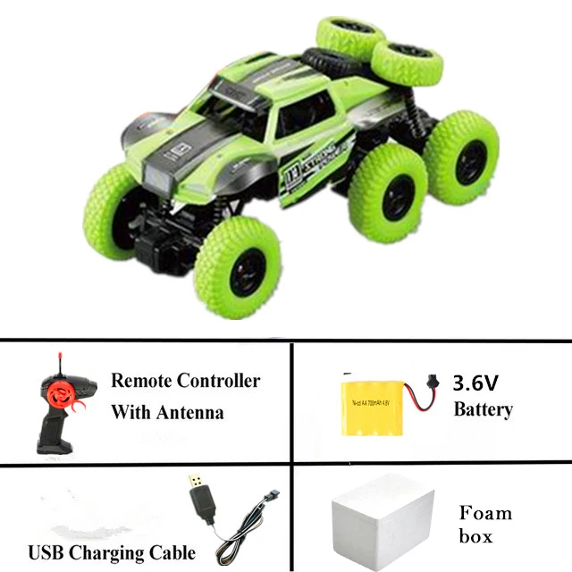 Green Foam Box 1:20, Электрический Радиоуправляемый автомобиль, 6 колес, 4WD, 2,4 г, 15 км/ч, радио, дистанционное управление, гоночный альпинистский грузовик, багги, вездеходные игрушки - Цвет: Green Foam Box