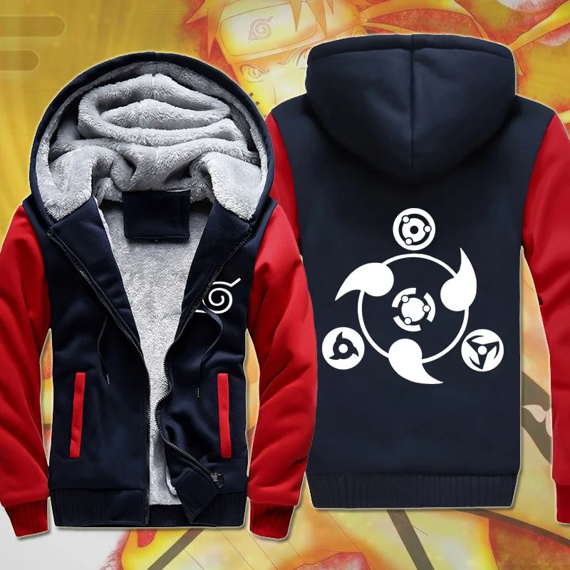 Прямая доставка Наруто зимняя куртка с капюшоном унисекс шерстяная подкладка