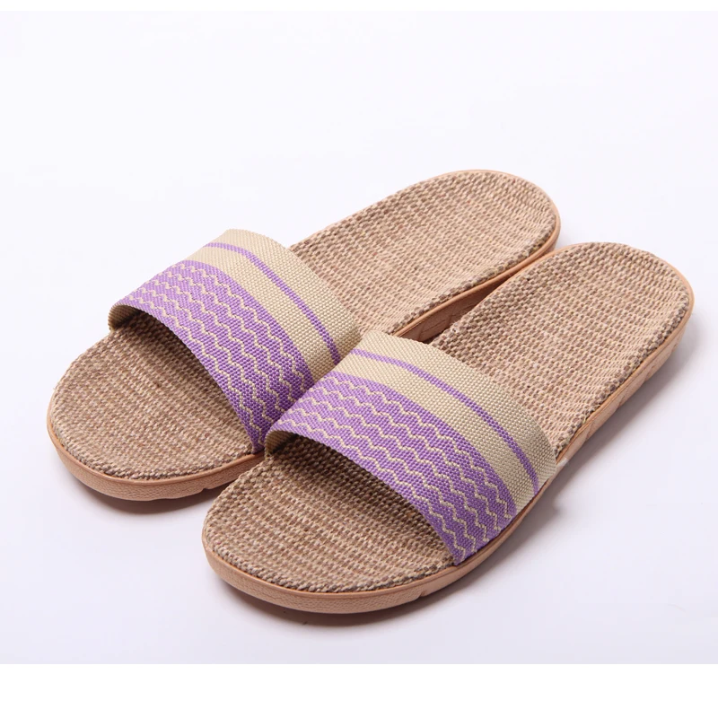 

ISSACOCO Women's Non-slip Indoor Linen Slippers Beach Flip Flops Women Fashion Flax Slippers Designer Slippers Women Slides