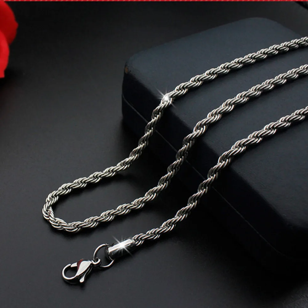 

10 шт веревка цепь ювелирные изделия в поисках серебра из нержавеющей стали оптом в партии ожерелье для подвески