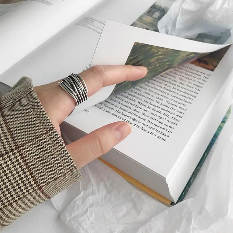Silvology, 925 пробы, серебряное, Многослойное Плетение, кольца, Ретро стиль, шпагат, креативные кольца для женщин, текстура, ретро ювелирное изделие