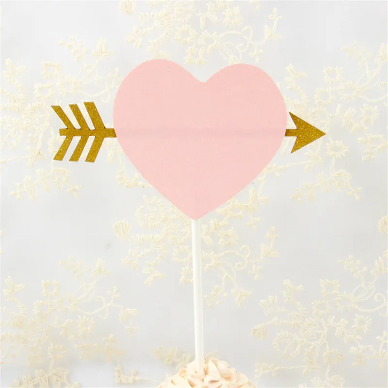 5 шт. стрела купидона розовый любовь кекс топперы Baby Shower мороженое торт топперы для свадьбы детей День рождения украшения