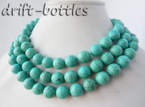 

50'' 12mm Round green stone Necklace