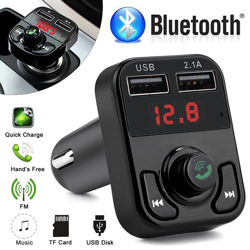 VicTsing Bluetooth MP3 плеер FM передатчик громкой связи беспроводной радио адаптер USB Автомобильное зарядное устройство 2.1A MP3 плеер SD воспроизведение музыки
