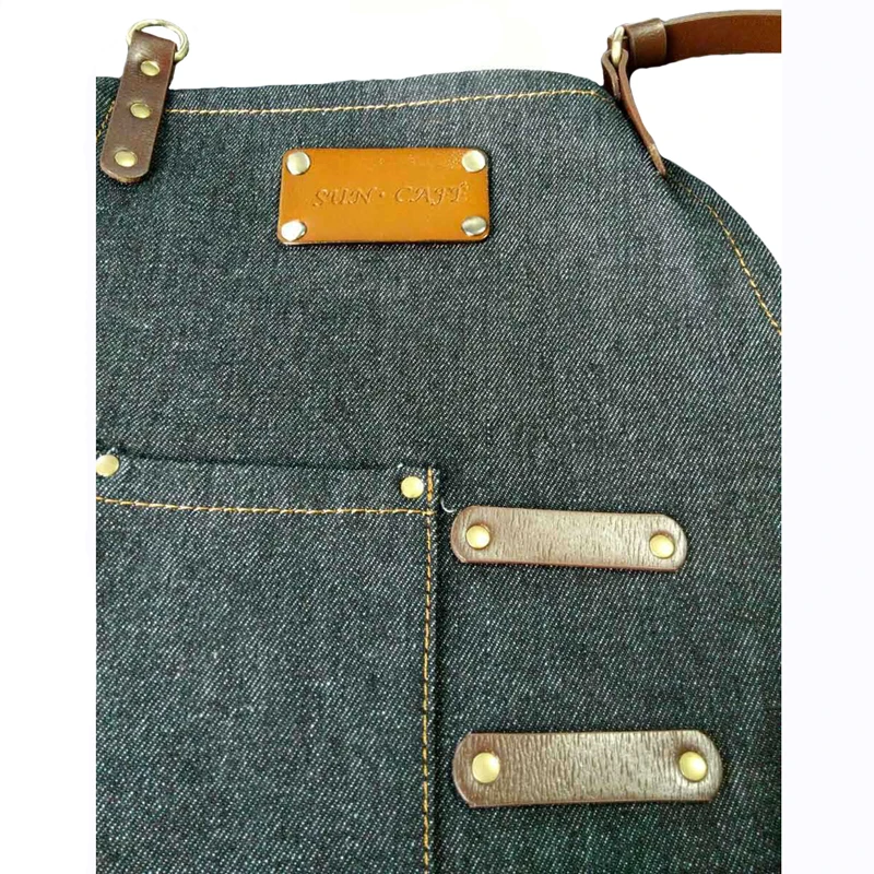 2018 Bib Apron With pocket Cafe fashion Cowboy Unisex Denim painting Aprons for Woman Men Kitchen Chef Waiter Cooking print logo | Дом и сад