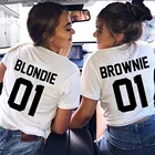Футболка с надписью Best Friend, женская блузка темно-коричневого цвета, Женская хлопковая белая футболка, женские рубашки с круглым вырезом, женские футболки