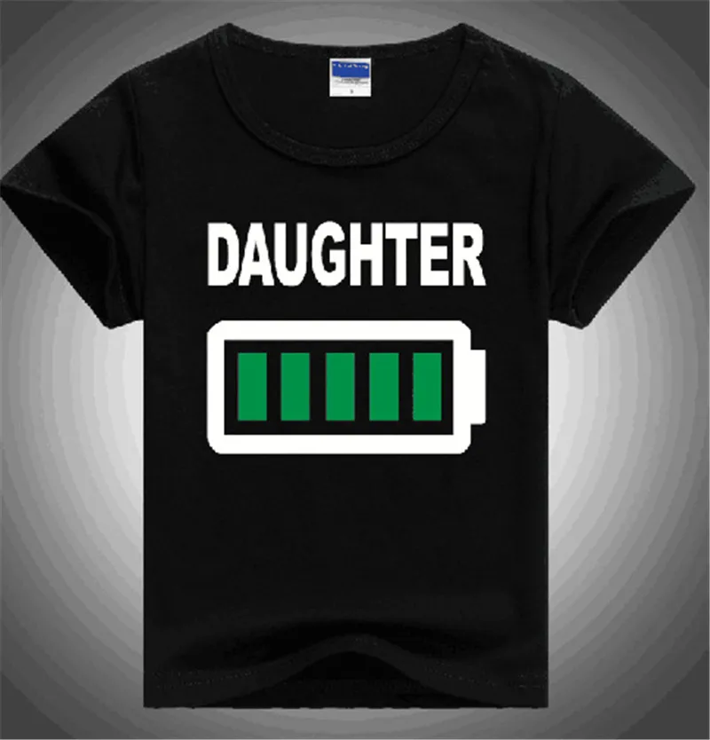 Family Clothing Mommy Daughter Son Summer Battery T Shirt Father&amp Mother&ampKids Matching Outfits Mother Clothes E0102 | Мать и