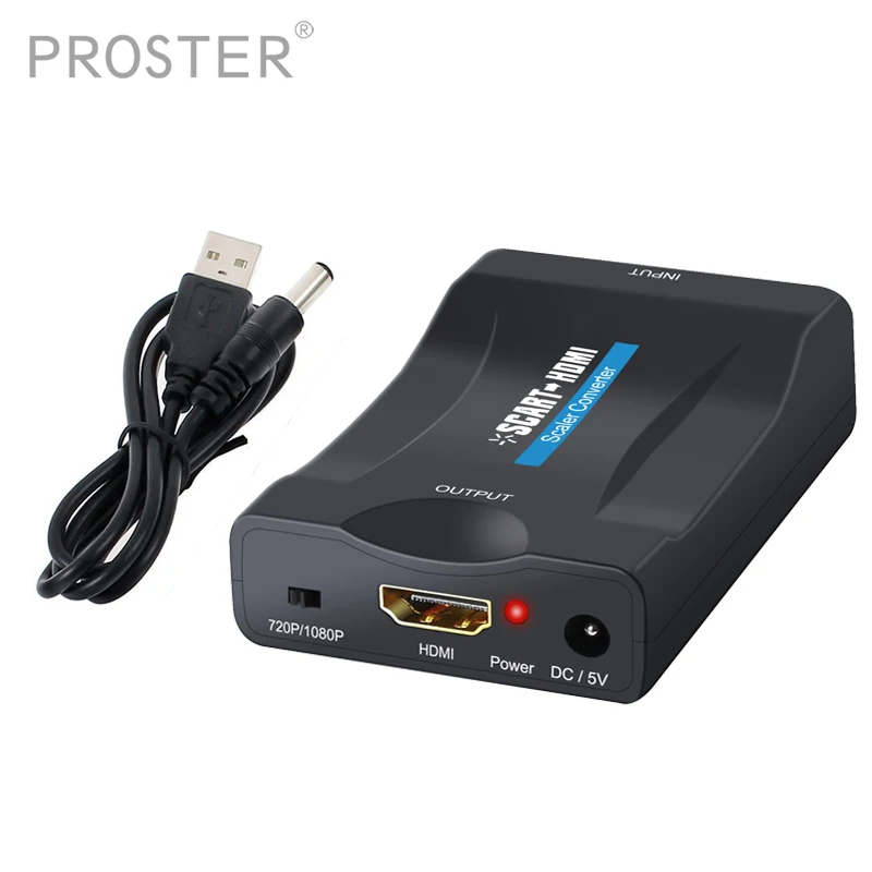 Переходник Prozor для 1080p Scart в HDMI адаптер 720p аудио и видео высококачественный с usb