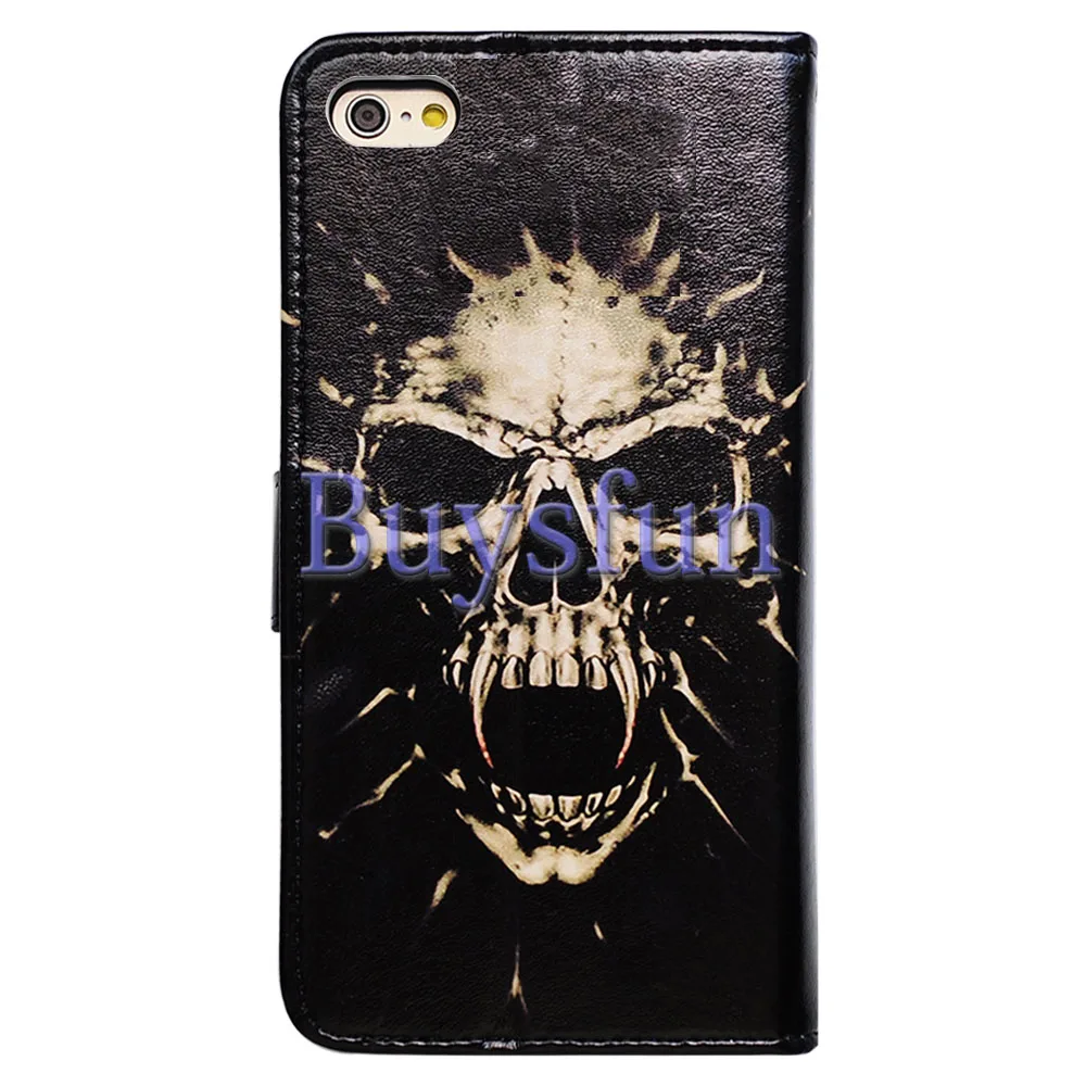 Bcov Black Fangs Skull Style Stand Leather Wallet Cover Case For iPhone 4 4S 100021122 |