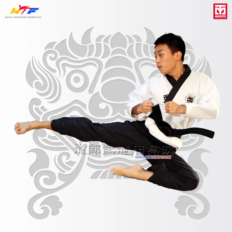 WTF Mooto Basic Poomsae костюм для тхэквондо официальная униформа мальчиков и девочек 100-200