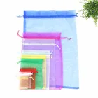 10 шт. белые большие мешки из органзы 20x30 см, сумки из органзы на шнурке, мешки для конфет, упаковка для ювелирных изделий вечерние праздничные свадебные подарочные пакеты