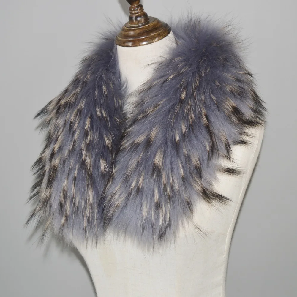 Женский меховой шарф с воротником из меха енота зимняя теплая шуба меховым