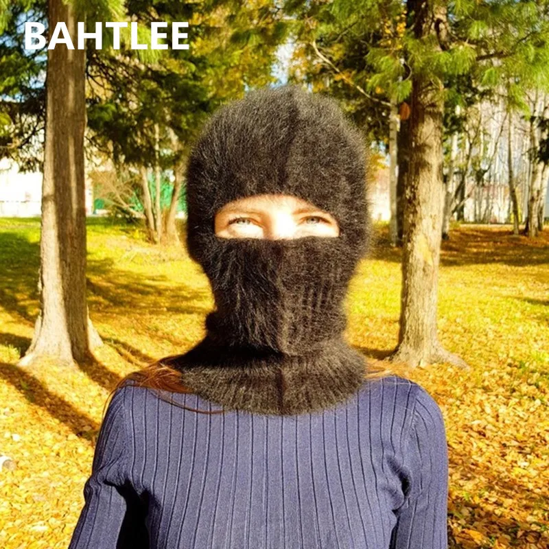 BAHTLEE, зимняя Лыжная маска, Балаклава, Ангорский кролик, вязаная шапка, шарф, шапки, теплые шапки для мужчин или женщин, Теплая Флисовая шапка