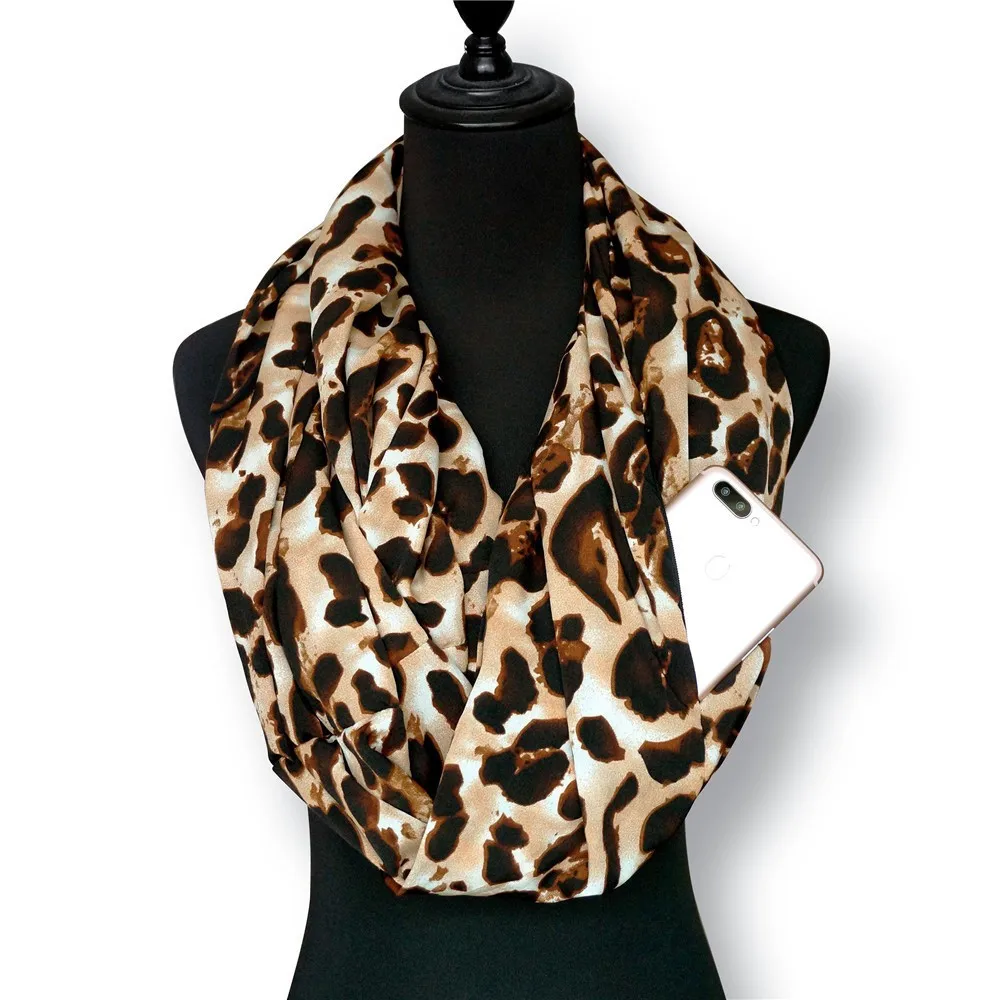 Зимняя женская мода Леопардовый принт зимний шарф трансформер Бесконечность