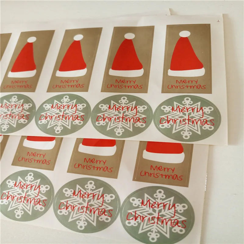5PCS/LOT Scrapbooking Merry Christmas Hat Kraft Sticker Cookie/Cake/Gift Labels Stickers Kitchen Sweets Party Seal |