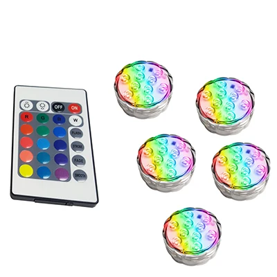 1 controller 5 Lamp Waterproof Underwater Light, Submersible LED Lights with Remote Control RGB Multicolor LED Pond Lighting Set for Vase Base - Испускаемый цвет: 1 controller 5 Lamp