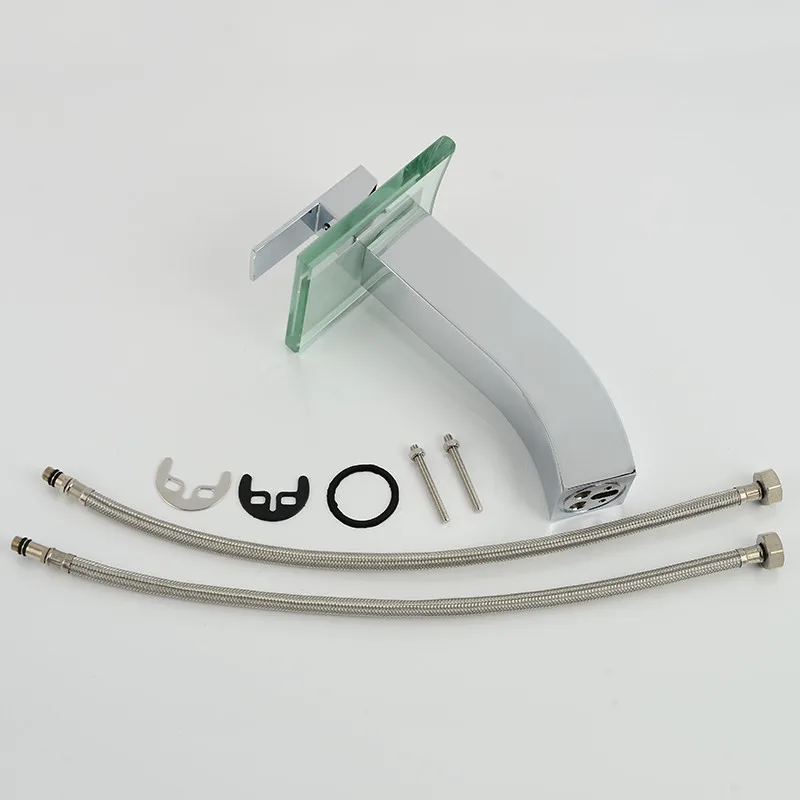 Современный квадратный стеклянный смеситель Водопад кран для раковины в ванную