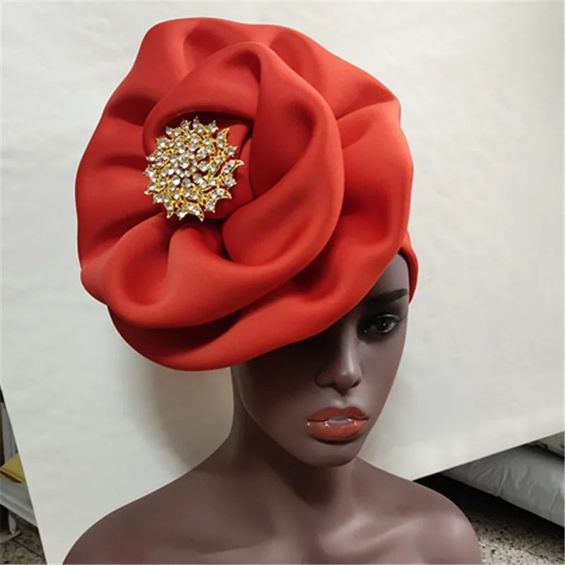 orange Уже сделанный Aso oke gele разноцветный с камнями красивый африканский головной убор gele aso oke для женщин - Цвет: orange