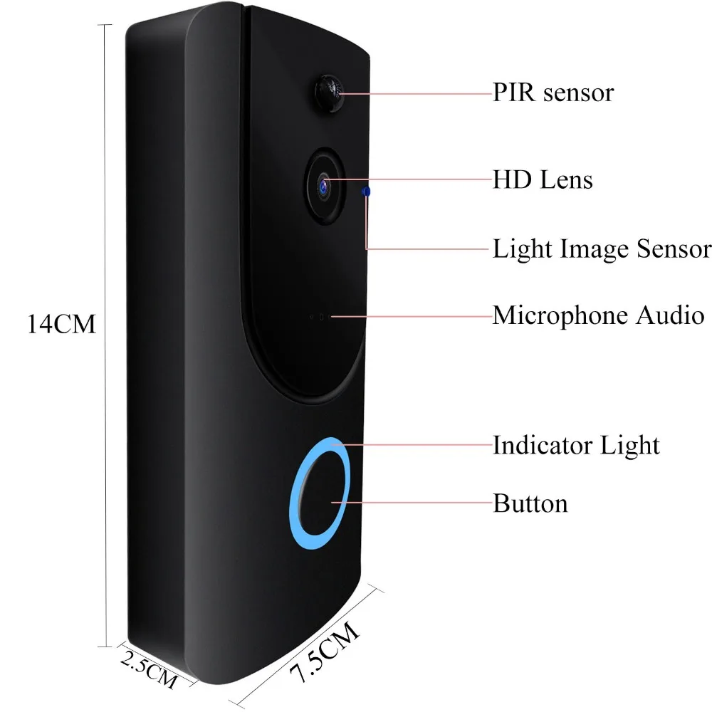 Беспроводная камера дверного звонка с Wi-Fi видео HD 1080P кольцевой дверной Звонок