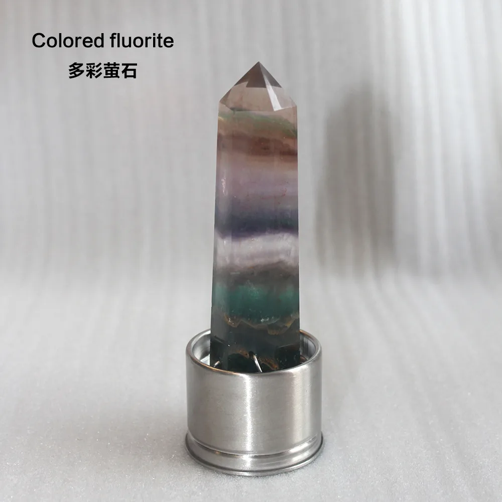 Colorful fluorite Натуральная кристаллическая каменная колонна кварца из различных материалов волшебная палочка заживляет энергетический Камень Точка стакана воды bottel орнамент заменить - Цвет: Colorful fluorite