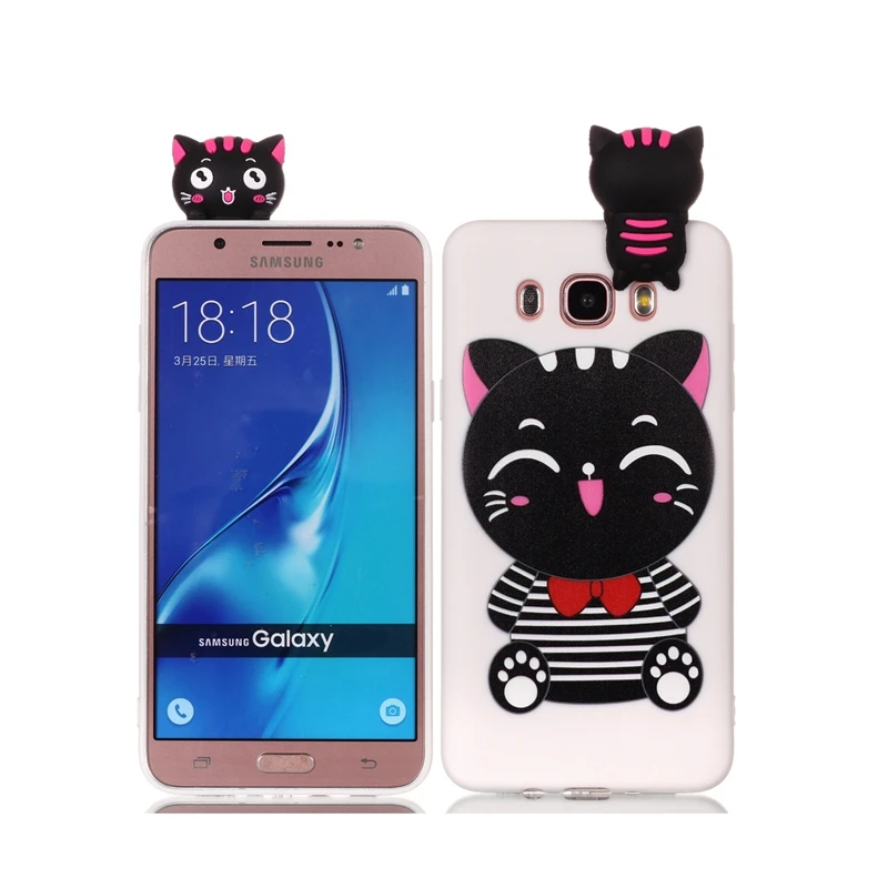 Etui для samsung Galaxy J5 j510 чехол для телефона 3D Единорог Panda собачий силиконовый чехол на СПС Coque samsung J5 J3 J7 J случаях - Цвет: Black Cat