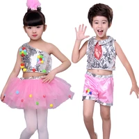 girl boy jazz dance latin dance ballet dance costume sequin costume children modern puff skirt performance costume