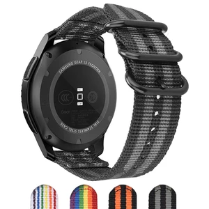 Ремешок нейлоновый для наручных часов, полосатый Радужный холщовый сменный Браслет для Samsung Gear S2S3 Galaxy 42 мм 46 мм, 20 мм 22 мм 24 мм