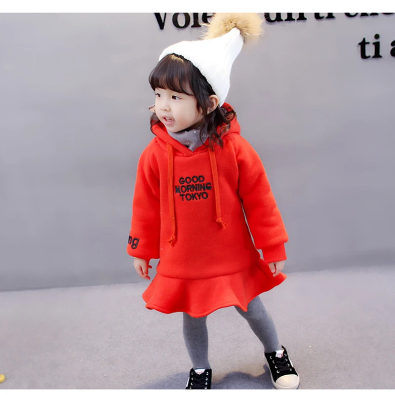 Xemonale 2018New Winter Girls Dress Thicken Warm Long Sleeve Kids Dresses For Big Ruffles Cotton Autumn Children Clothing | Детская