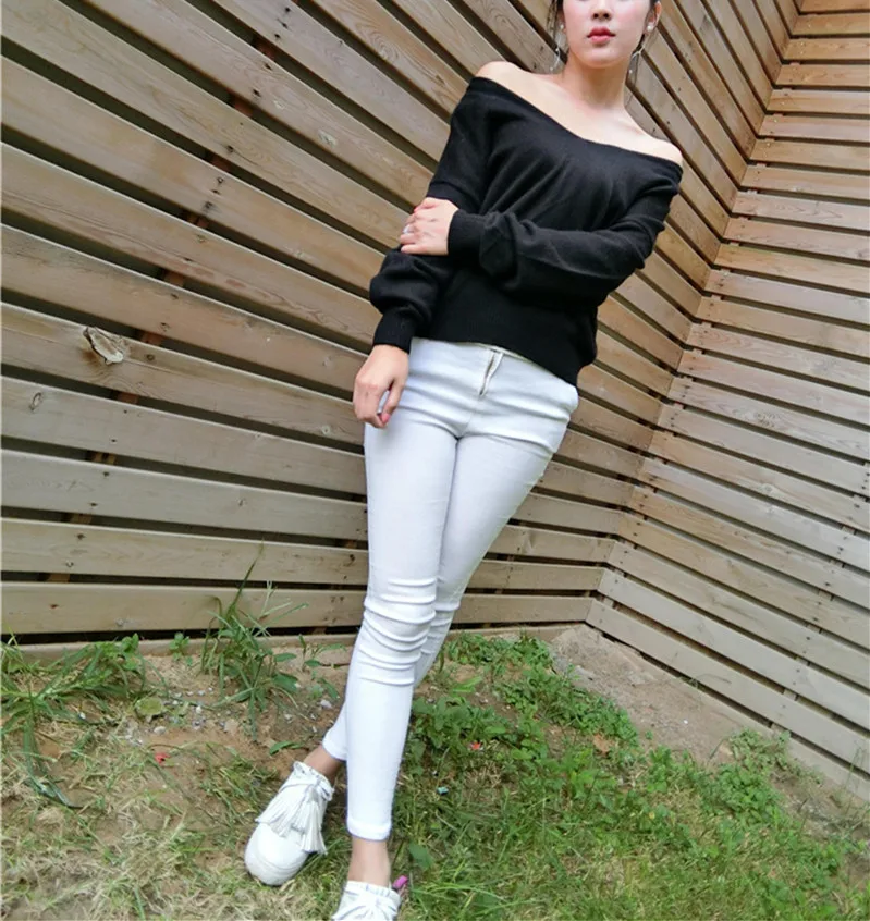 new fashion cashmere knit women casual sweater pullover big V-neck batwing sleeve 8color S/M/L