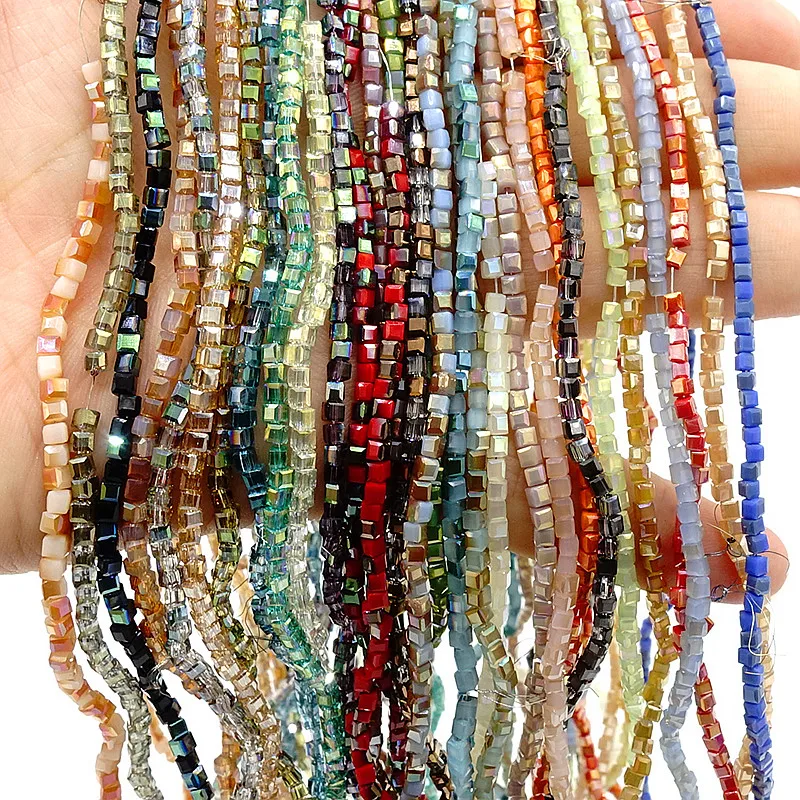 Оптовая продажа 200 шт кубические Хрустальные стеклянные бусины 2 мм DIY|beads 2mm|spacer