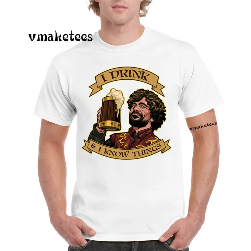 Tyrion Lannister I DRINK AND KNOW THINGS футболка с коротким рукавом Игра престолов GMT564|Мужские