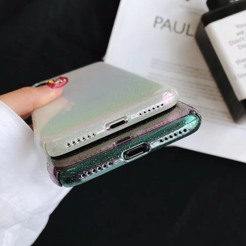 Fashion Rainbow Gradient Phone Case For iphone 6S 6 7 8 Plus X XS Max XR Cases Funny Water Drop translucent hard Back Cover Capa |
