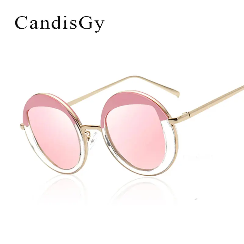 Необычные Уникальные полые круглые зеркальные солнцезащитные очки для женщин 2017