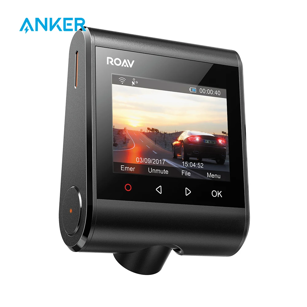 Roav по Anker Dash Cam C1 Pro 2K Разрешение Встроенный gps/Wi-Fi 2," ЖК-дисплей 4-канальная широкоугольный объектив для камер заднего вида G-Сенсор WDR(широкий динамический диапазон) петля Запись