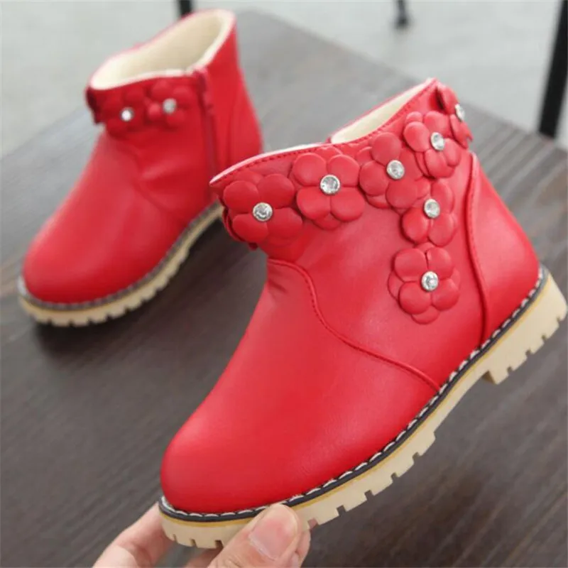 Зимние сапоги для девочек новинка 2019 модная детская хлопковая обувь со стразами