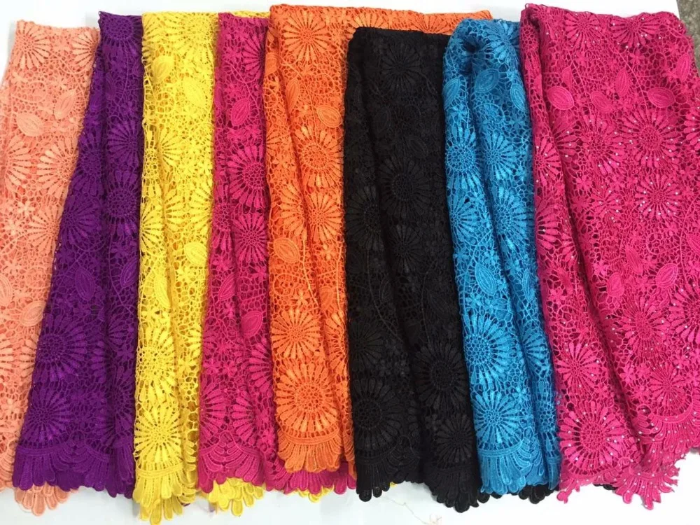 Free shipping high quality water soluble lace fabric for dress 2016 Rose flowers guipure african cord | Дом и сад