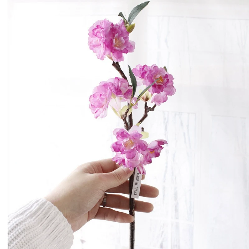 Artificial 3 Branchlets High-end Simulation Cherry Blossoms Plant Flowers Japanese-style Fake Wedding Home Decoration | Дом и сад