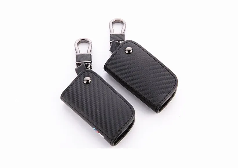 

1Pcs M Power Auto Car Remote Key Bag Case Holder Cover Black Carbon Fiber For X1 X3 X5 M3 M5 M6 Series