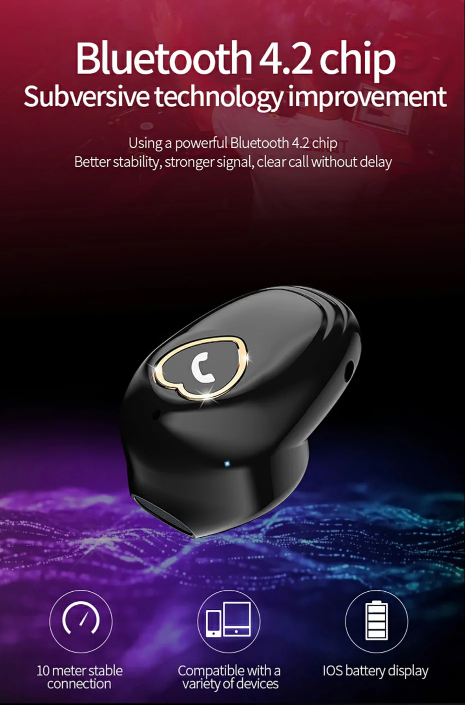 Mousemale, беспроводные Bluetooth наушники, спортивные, мини, вкладыши, V-20, стерео наушники, гарнитура для мобильного телефона, наушники для Xiaomi, samsung, iPhone