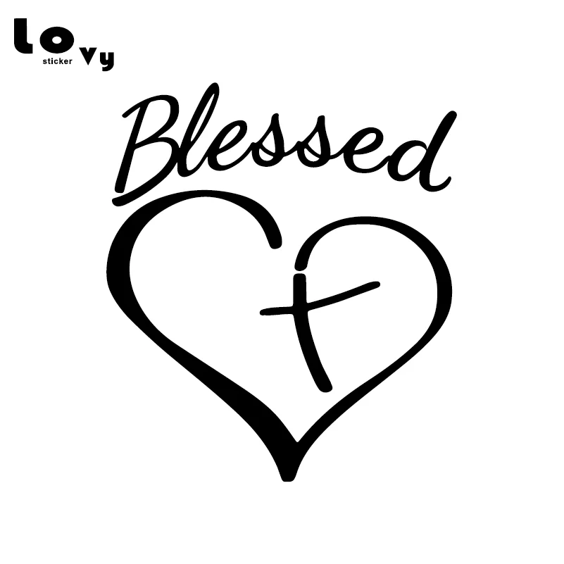 Blessed Heart and Cross Виниловая наклейка для автомобиля с заботливым крестом