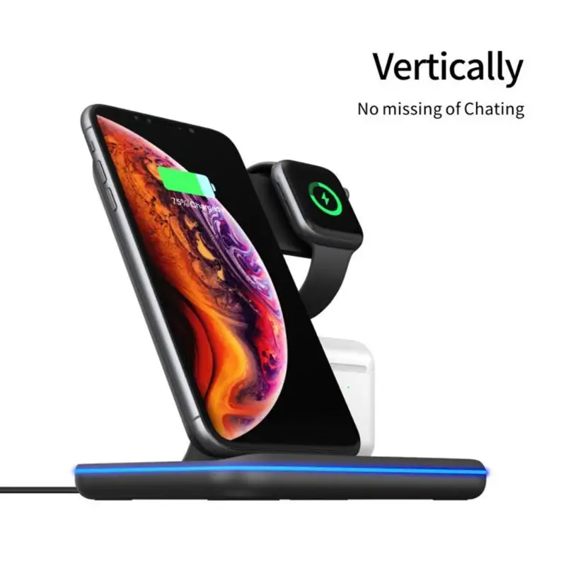 3 в 1 зарядная док-станция с держателем, зарядная станция для iPhone Airpod, беспроводное зарядное устройство для смартфона xiaomi