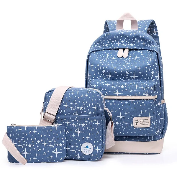 

canvas bookbag backpack women dot school bag for teenagers girls Preppy composite bags set travel high quality female bagpack