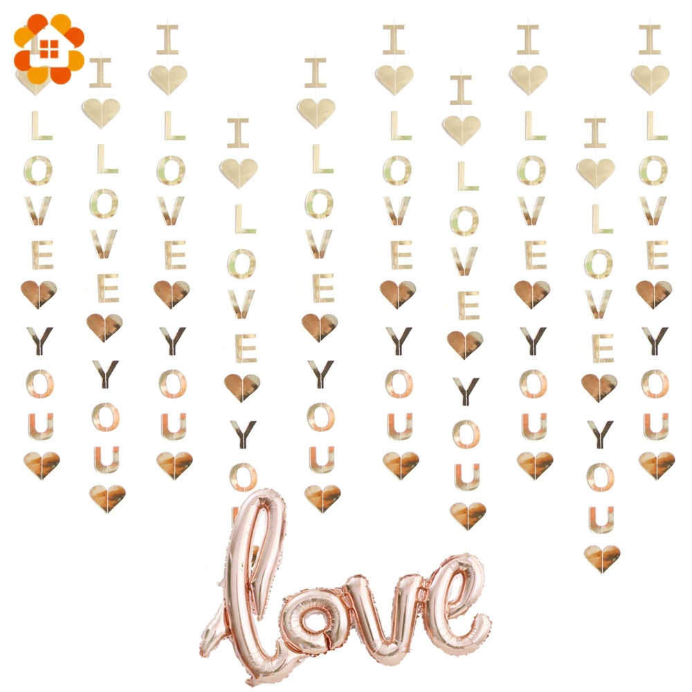 1 шт. милые бумажные гирлянды с сердцем I Love You сделай сам Свадебная вечеринка