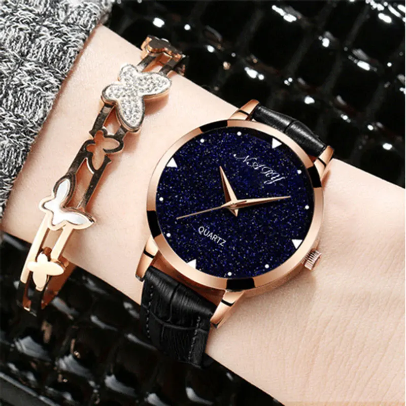 

Fashion Starry Sky Watch Womens Watches Ladies Wristwatch Leather Band Quartz Watches Woman Watch Relogio Feminino horloge dames