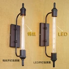 Винтажный настенный светильник в стиле ретро, черная металлическая Паровая трубка, лампы для ванной комнаты, освещение для крыльца, Ночной светильник, осветительное приспособление, бра, бара