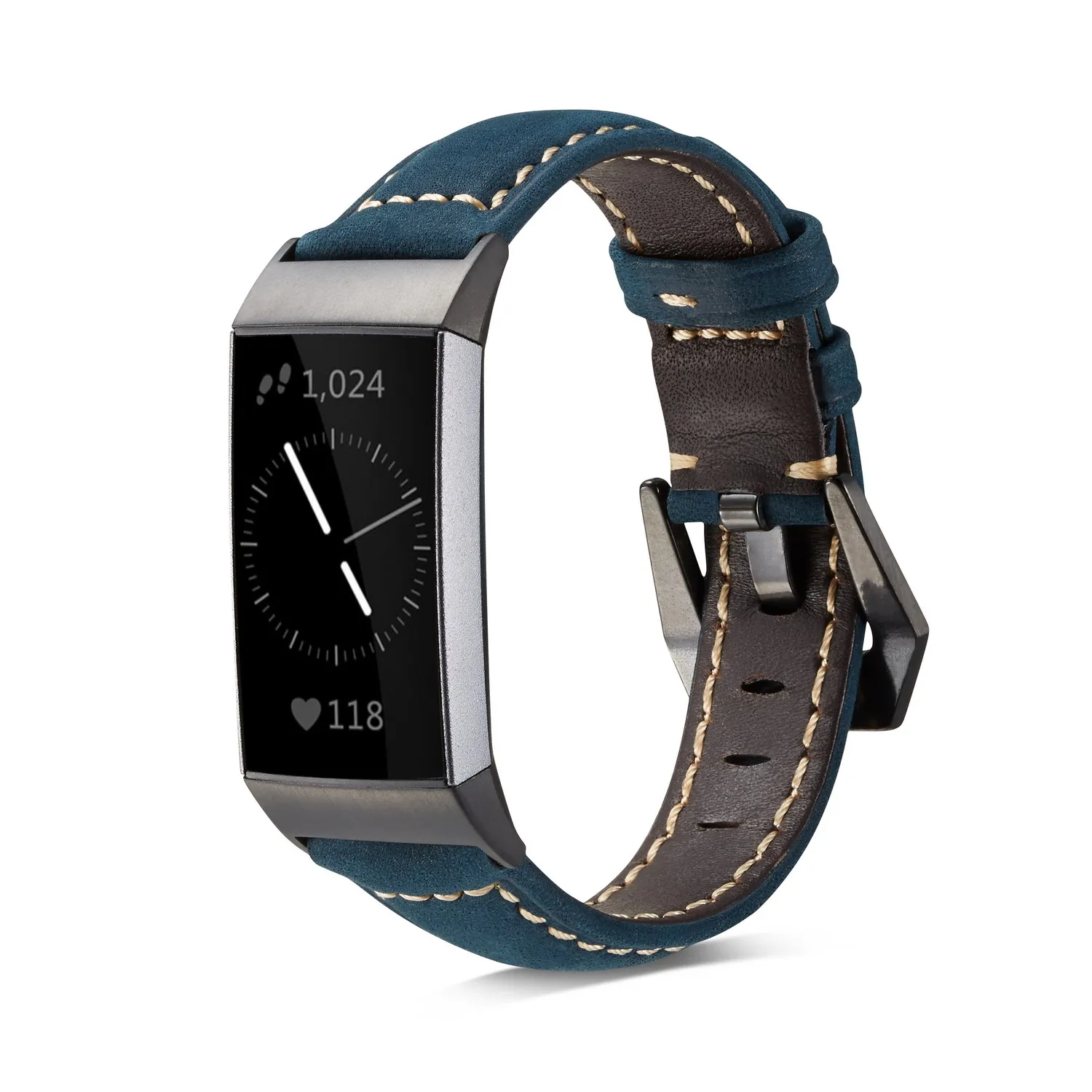 

Retro Matte Leather Watch Band for Fitbit Charge 3 and Charge 3 SE Genuine Leather Band Strap Women Men Wristband