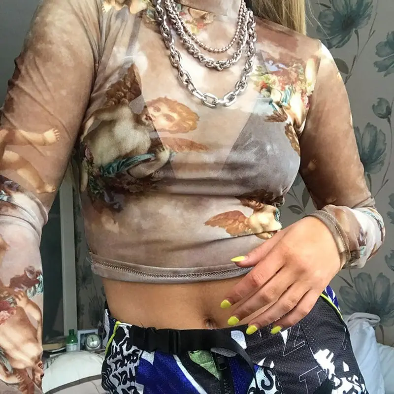 Для женщин весенняя одежда с длинным рукавом облегающий кроп Топ высокая