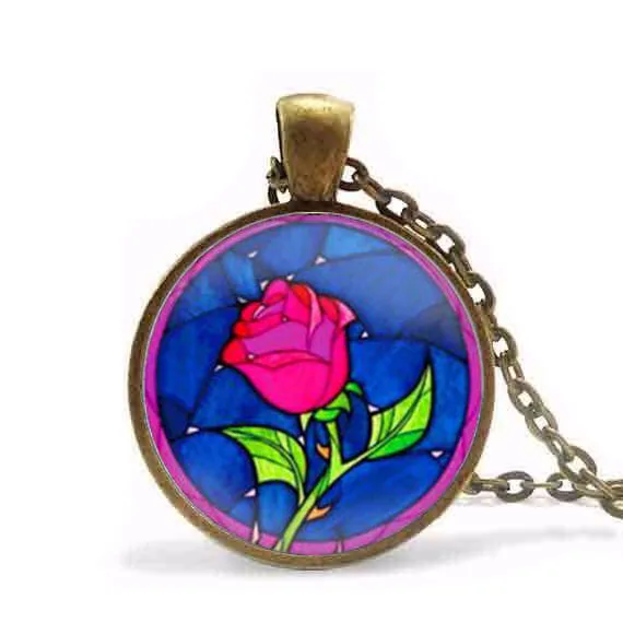 Ожерелье с розами красавицы и чудовища подвеска ювелирные изделия для женщин