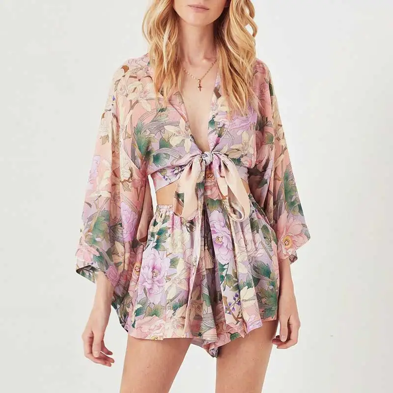 Boho Inspird Цыганская Лилия кимоно на завязках Топ район чешские пояса обёрточная